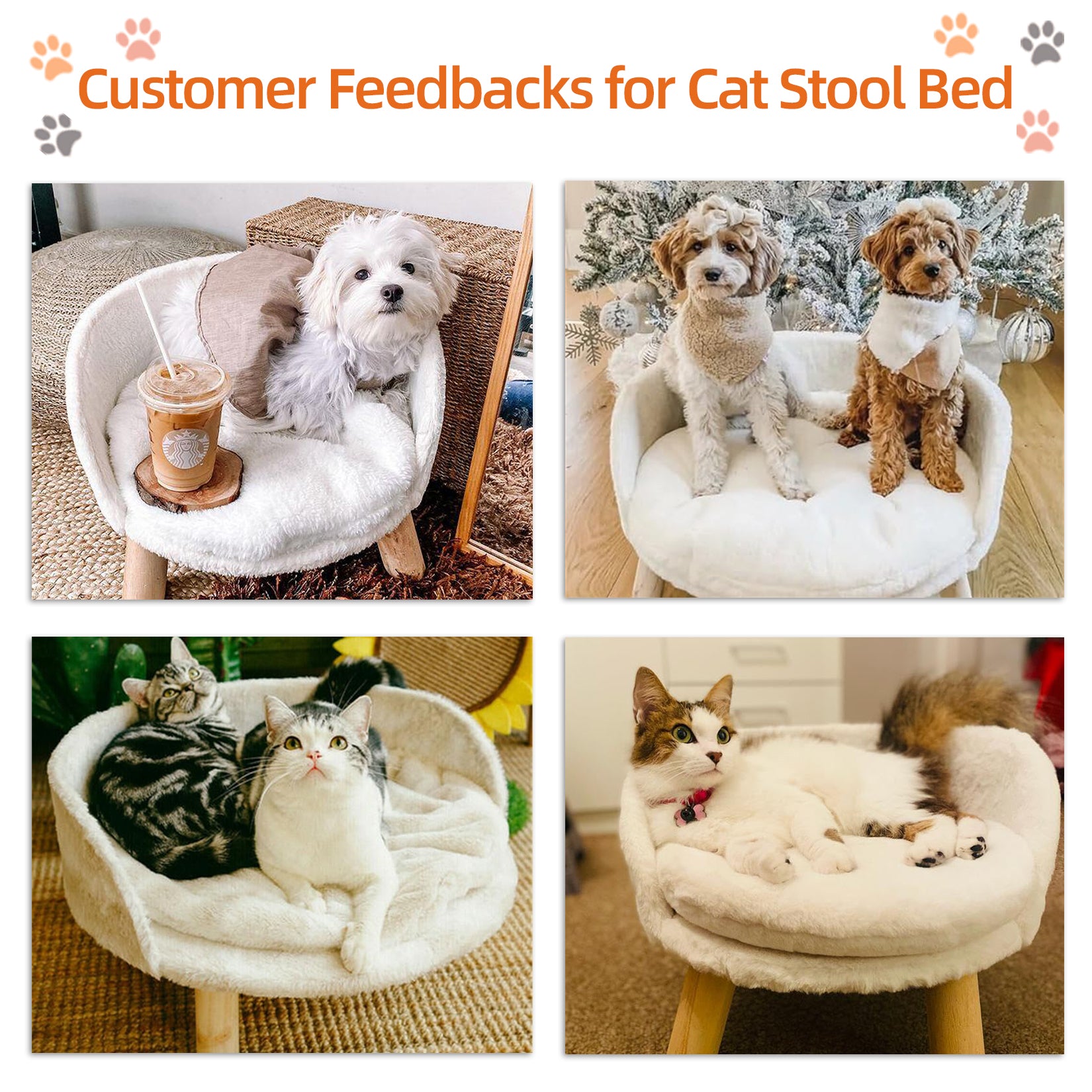 Luxury Pet Soft Warm Bed Wood Legs with Washable Cushion Pad - Image 4