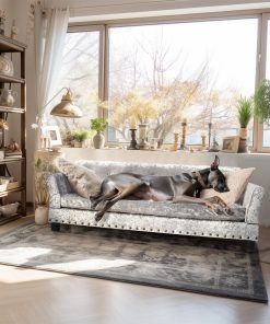 Pet Dog Couch Bed Deluxe Dutch Velvet Upholstered Sofa Bed Removable Cushion