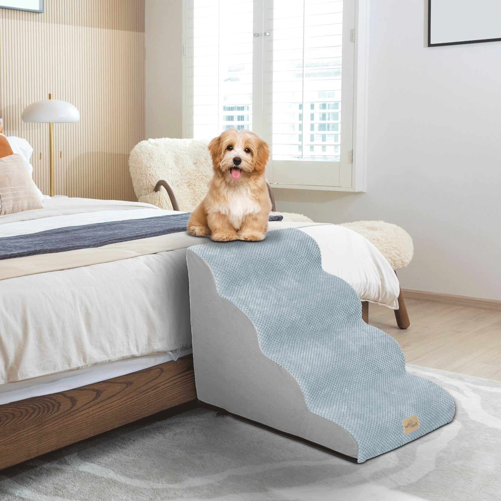 High Density Foam Dog Stairs For High Bed Sofa, 3/4/5 Steps Stairs Washable Cover - Image 2