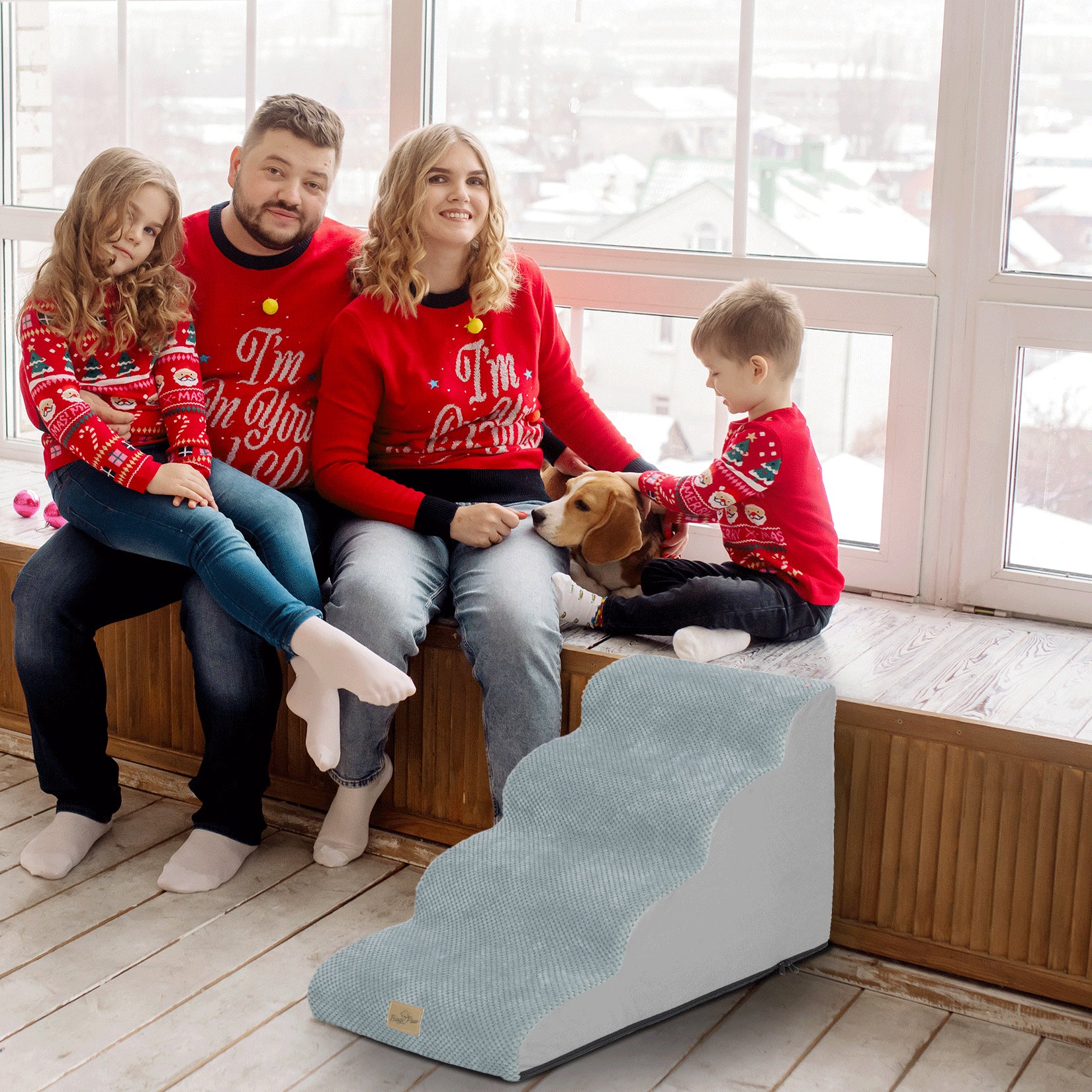 High Density Foam Dog Stairs For High Bed Sofa, 3/4/5 Steps Stairs Washable Cover - Image 3