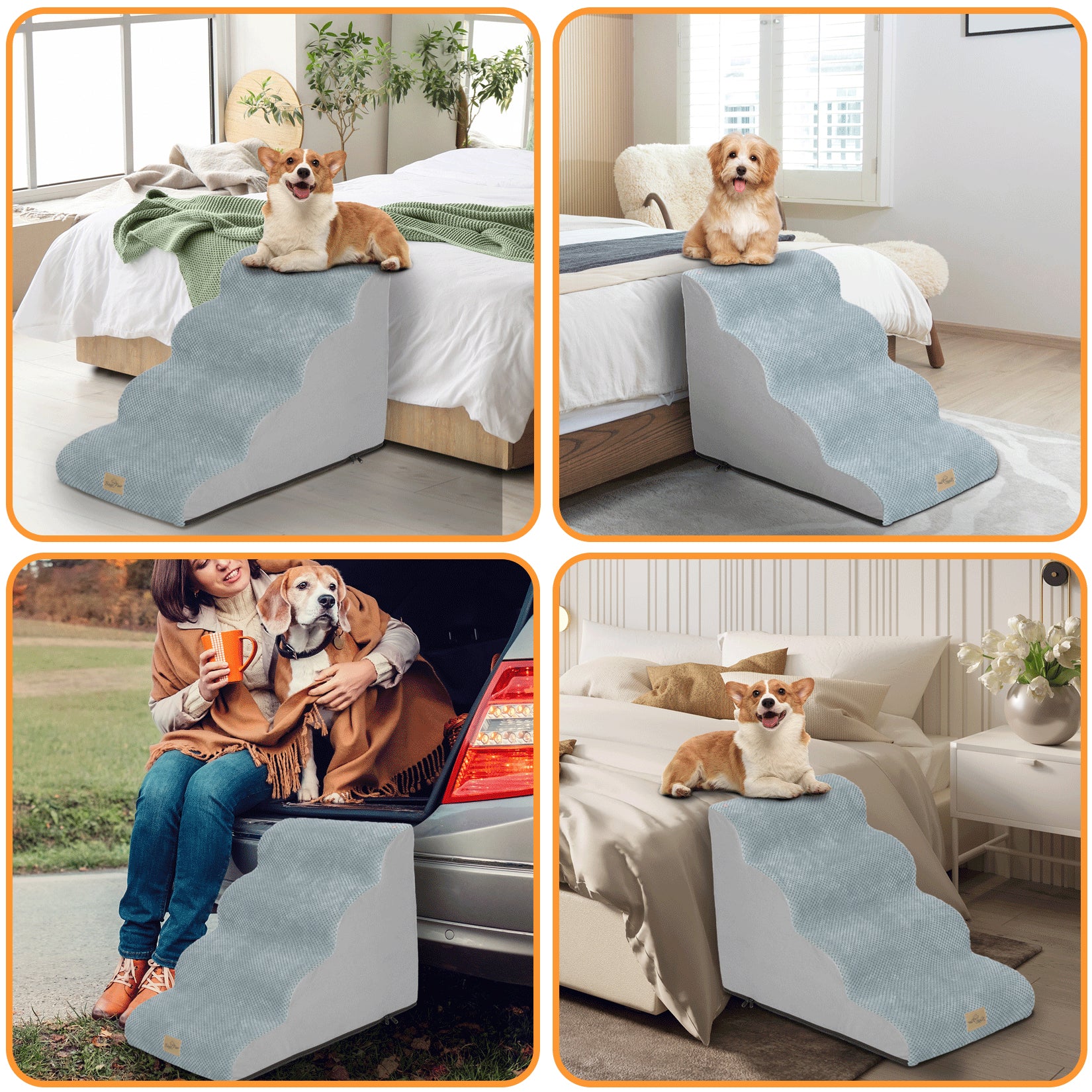 High Density Foam Dog Stairs For High Bed Sofa, 3/4/5 Steps Stairs Washable Cover - Image 5
