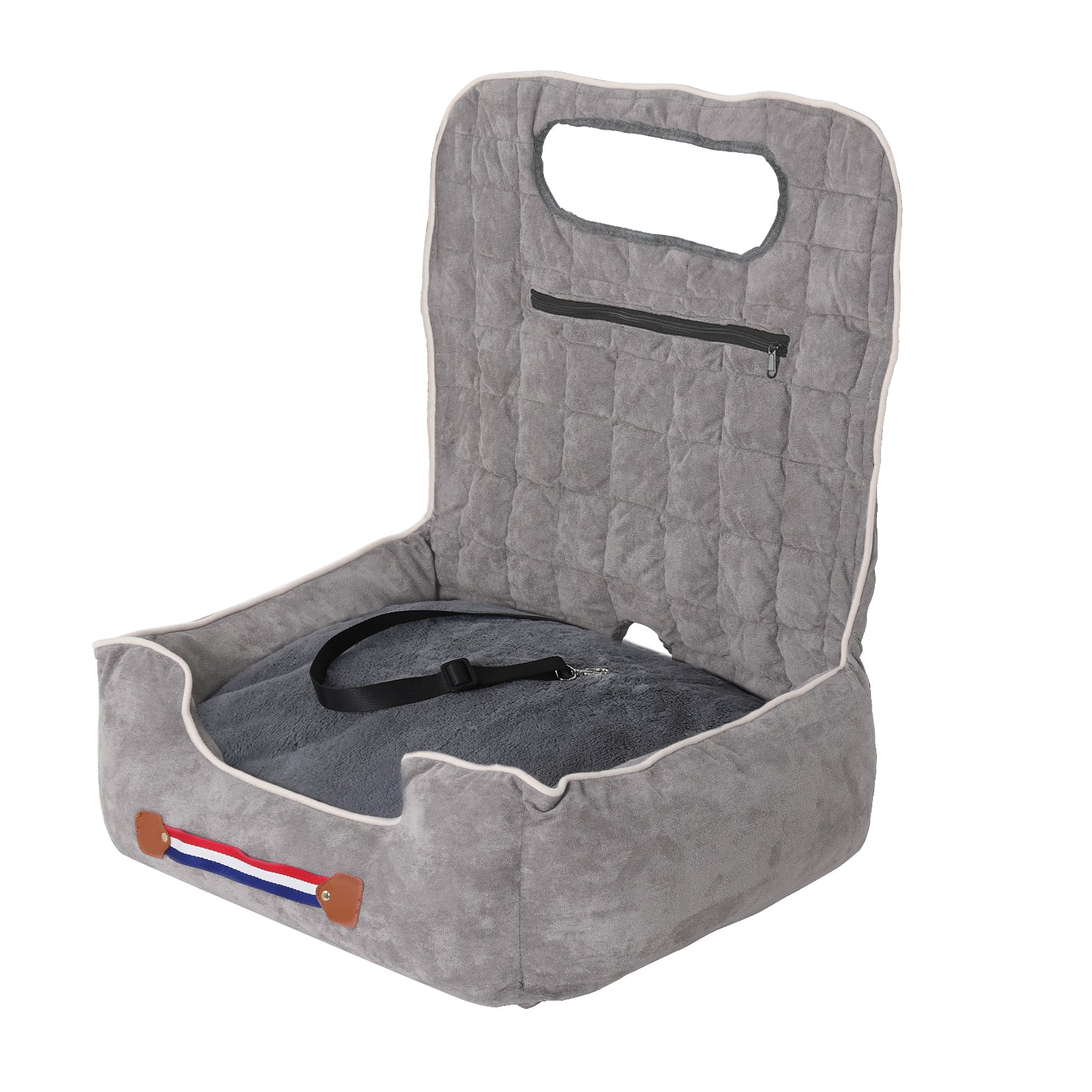 Soft Dog Car Seat Safe Anti-Slip Travel Portable Dog Booster with Pockets - Image 2