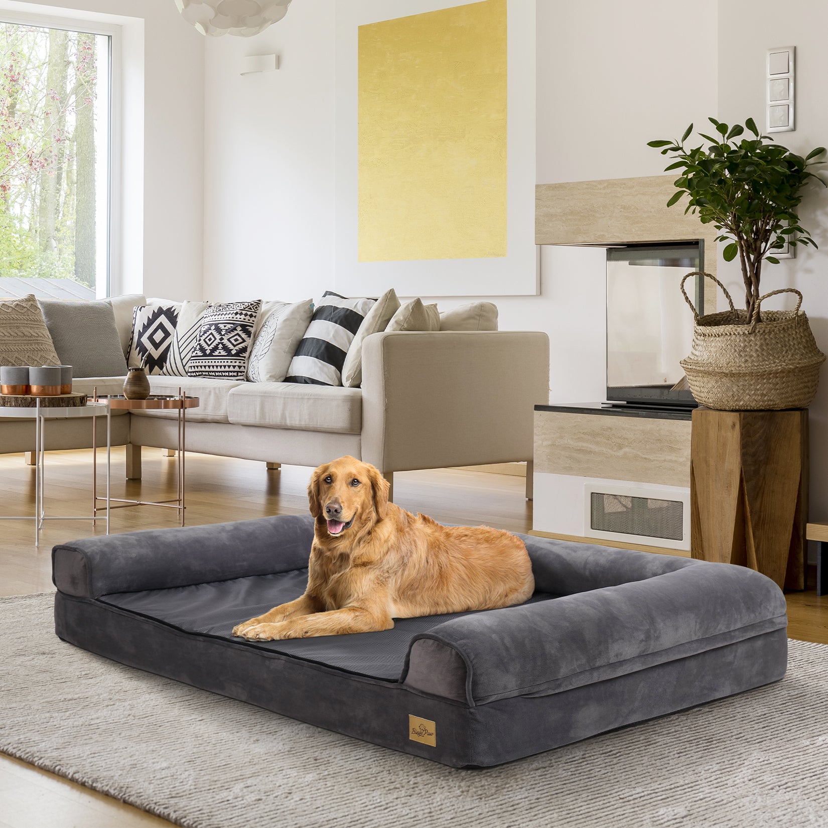 Large Orthopedic Sofa Dog Bed Pet Couch with Washable Cover - Image 2