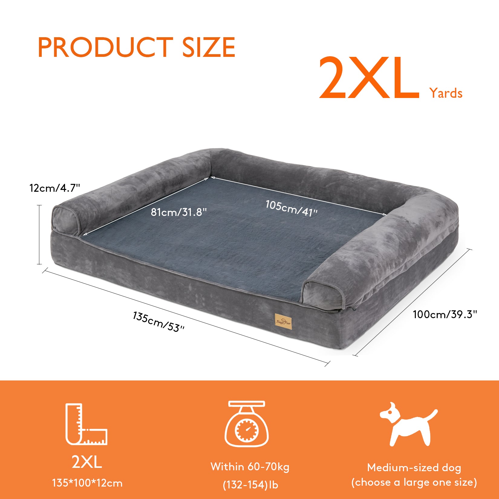Large Orthopedic Sofa Dog Bed Pet Couch with Washable Cover - Image 4