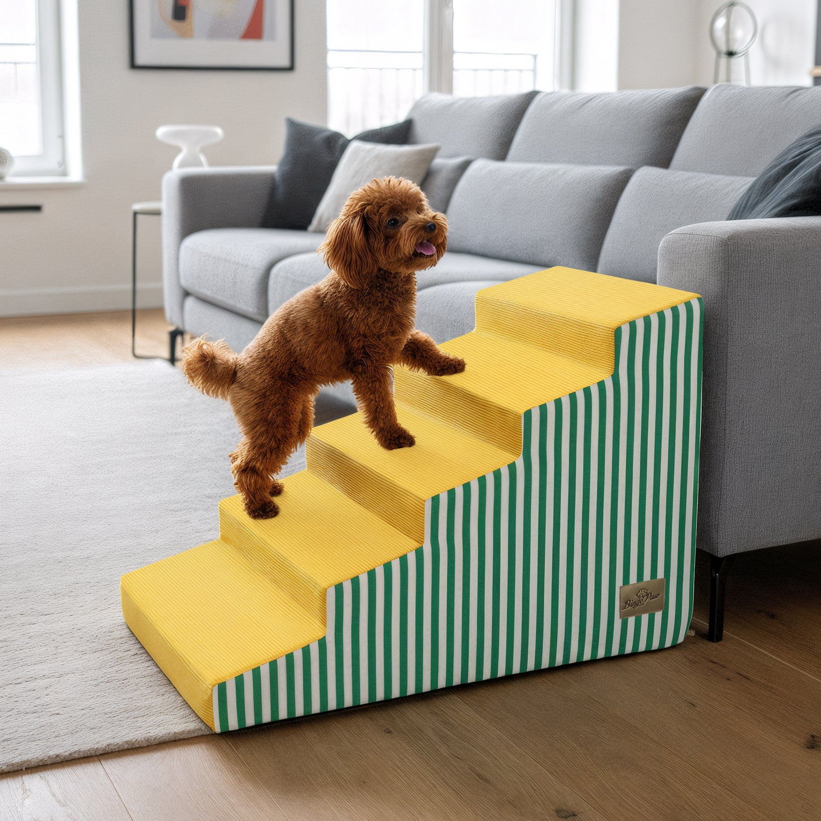 Pet Dog Stairs for High Beds: 3 Steps/ 4 Steps /5 Steps Bright Pet Stairs High-Density Foam Dog Ramp Step with Gentle Slope Safe for Sofas, for Puppies & Senior Pets - Image 2