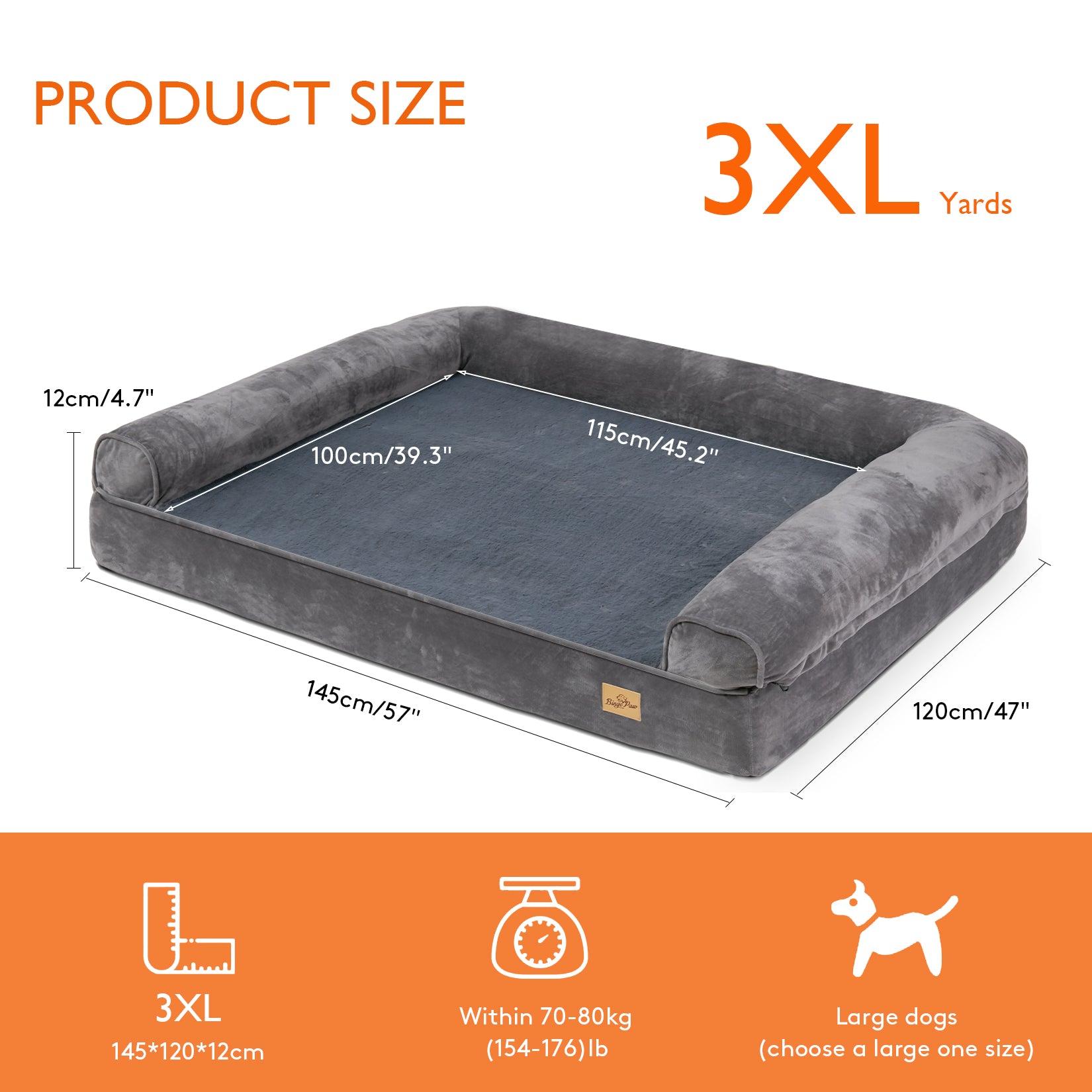 Large Orthopedic Sofa Dog Bed Pet Couch with Washable Cover - Image 5