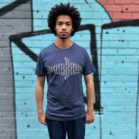 Big Fish Little Fish Dusky Blue Mens Tee