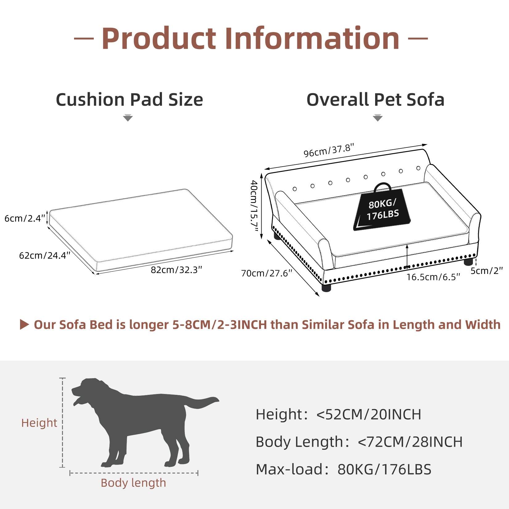 Luxury Large Dog Bed Pet Snuggle Sofa with Microfiber Leather Upholstered Sofa Bed - Image 4