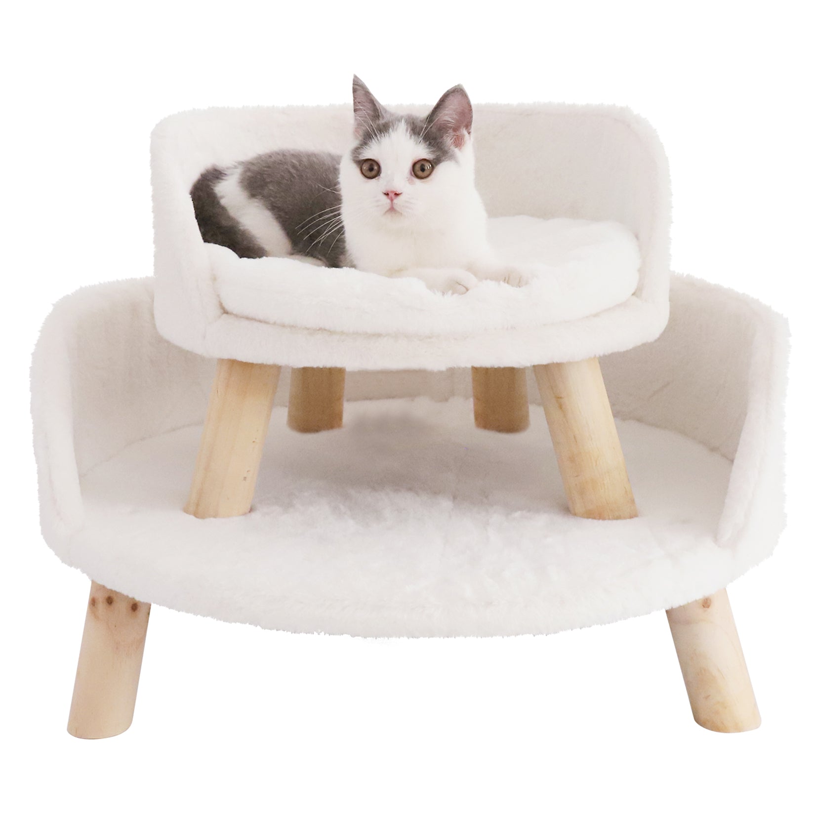 Luxury Pet Soft Warm Bed Wood Legs with Washable Cushion Pad - Image 2