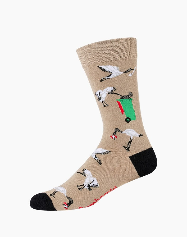 Mens Bin Chicken Bamboo Sock - Stone