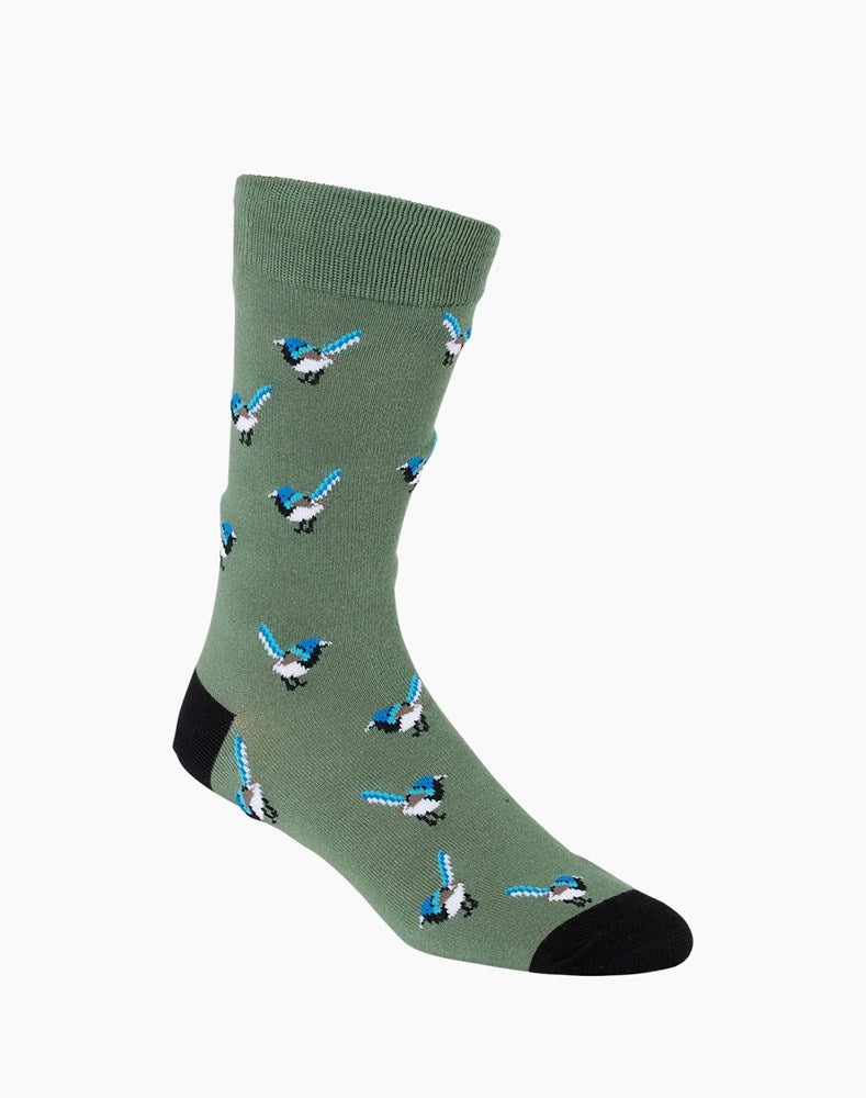 Mens Blue Wren Bamboo Sock - Khaki - Image 2