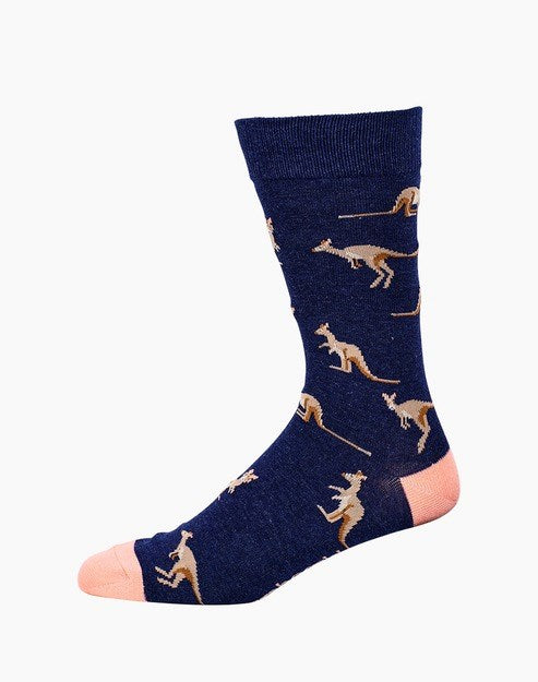 Mens Kangaroo Bamboo Sock Navy