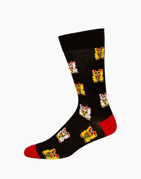 Mens Maneki-Neko Bamboo Sock