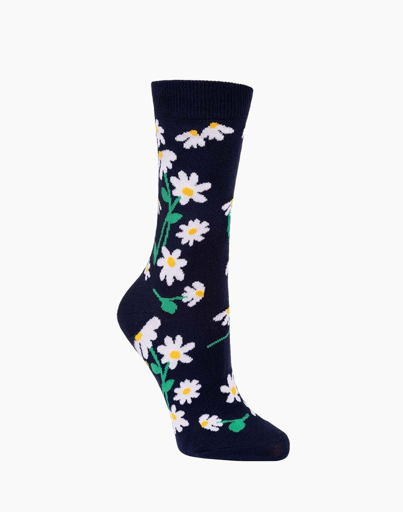 Womens Daisies Bamboo Sock (Navy) - Image 2