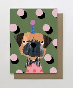  Greeting Card Dotty Happy Birthday Dog Blue Hat