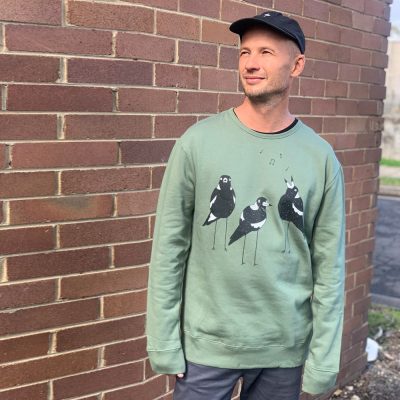 Singing Magpies Kashmir Green Mens Jumper