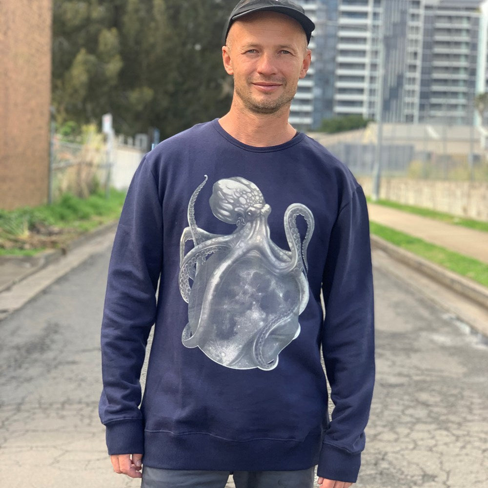 Lunar Octopus Navy Mens Jumper - Image 2