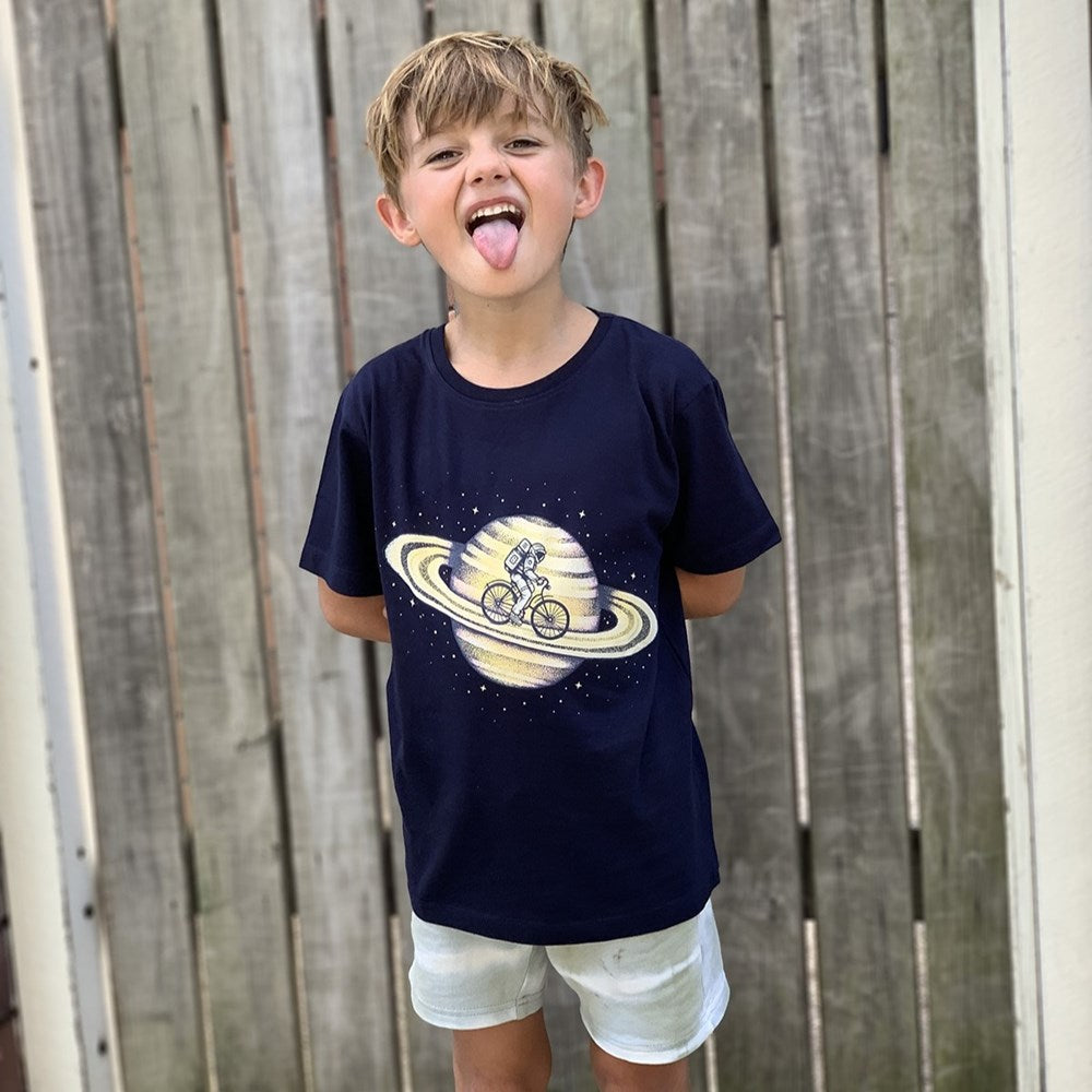 Space Ride Navy Kids Tee - Image 2