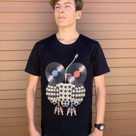 Vinyl Owl Black Mens Tee