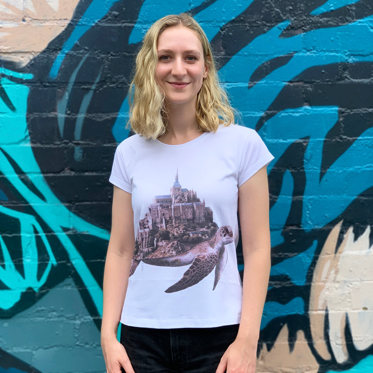 Turtle Town White Womens Tee - Image 3