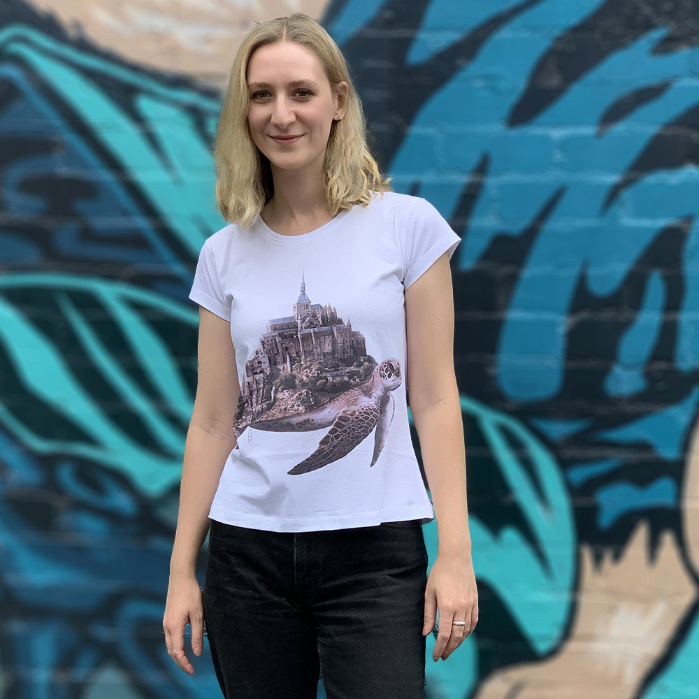 Turtle Town White Womens Tee - Image 4