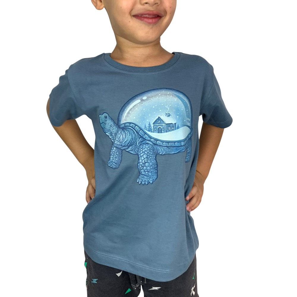 Turtle Home Steel Blue Kids Tee