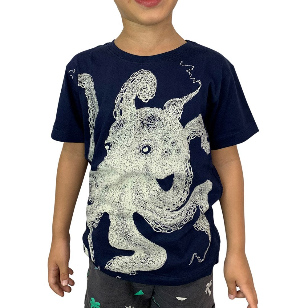 Octopus Lines Navy Kids Tee