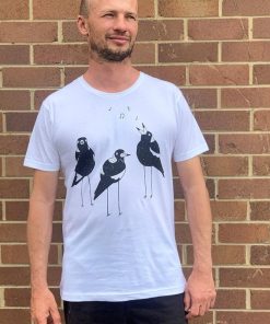 Singing Magpies White Mens Tee