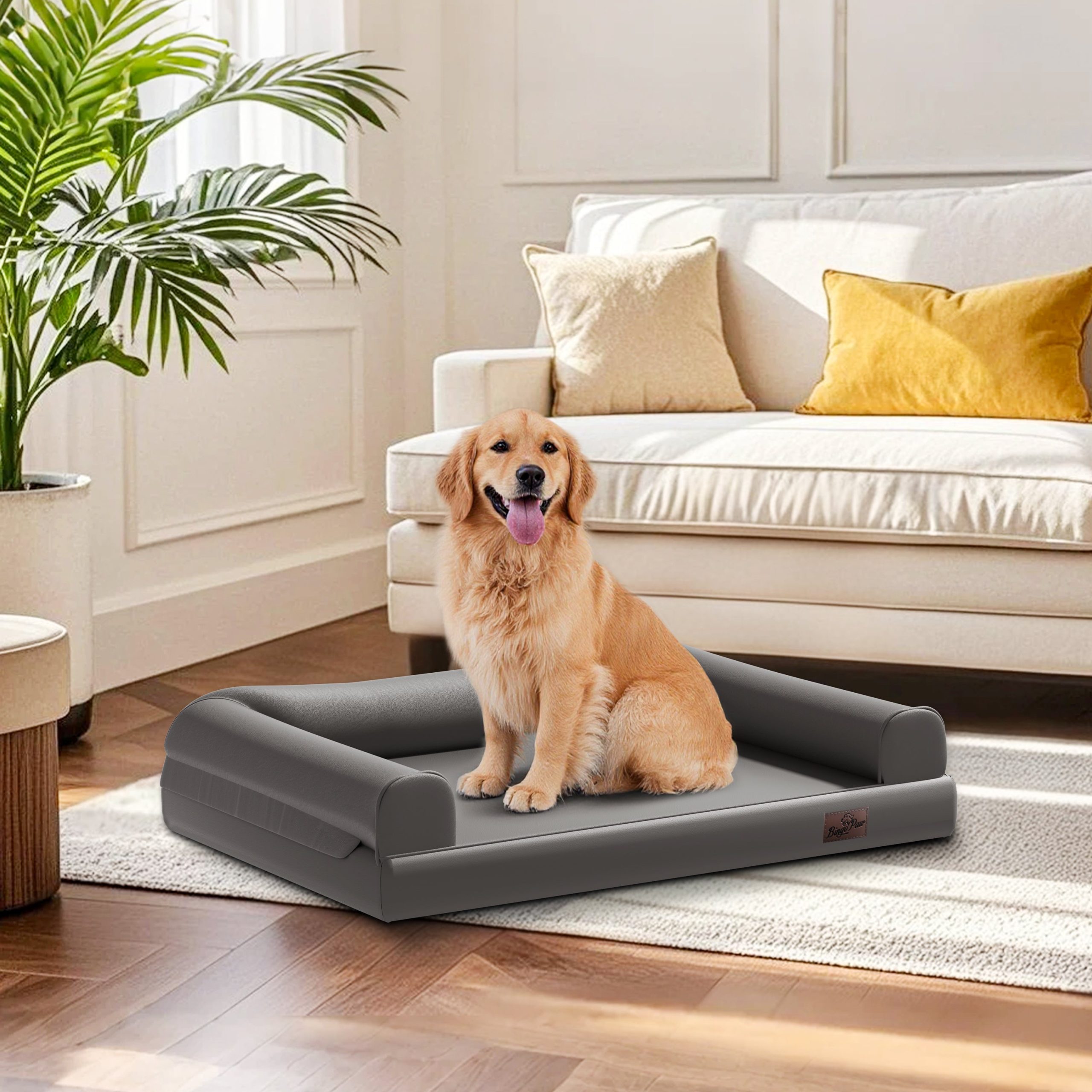 Large Orthopedic Dog Bed Pet Sofa Couch Memory Foam Waterproof Cover Bed Gray