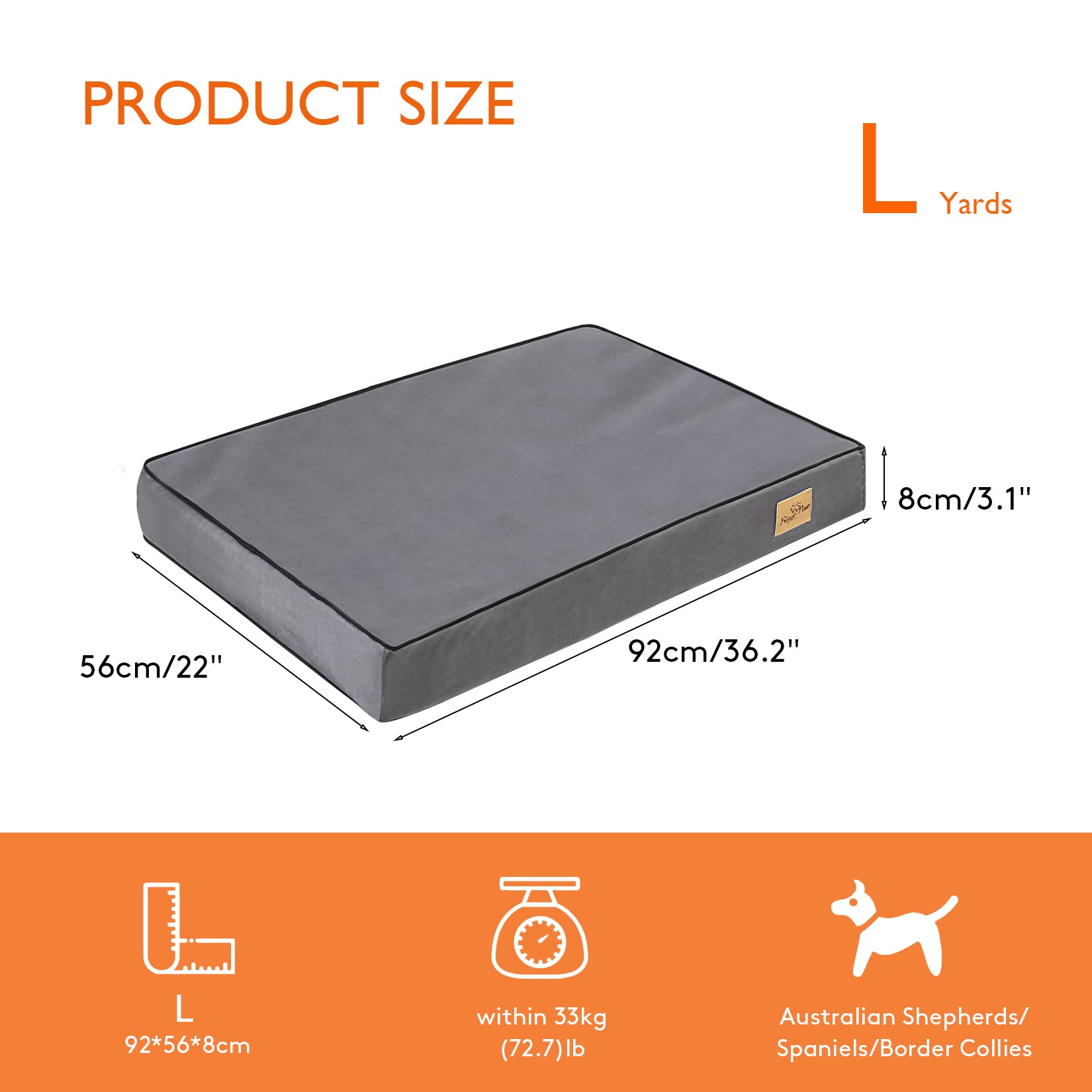 BingoPaw Extra Large Dog Bed Orthopedic Sponge with Washable Cover - Image 4