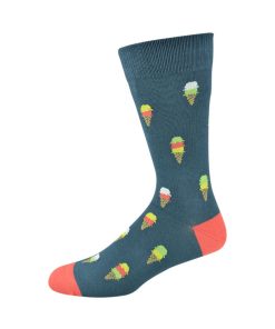  Mens Ice Cream Blue Bamboo Sock