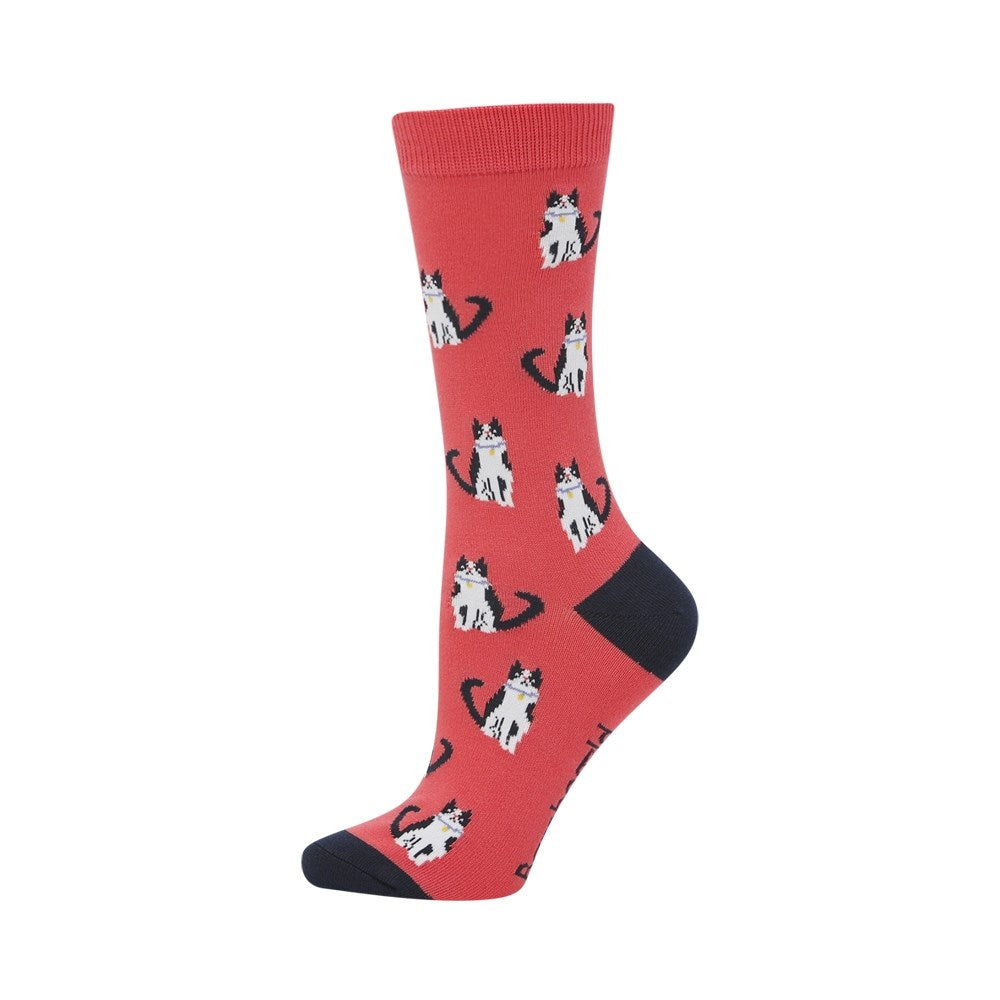 Womens Cat Lady Rose Bamboo Sock
