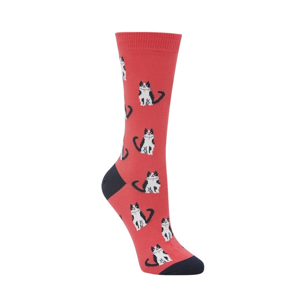 Womens Cat Lady Rose Bamboo Sock - Image 2