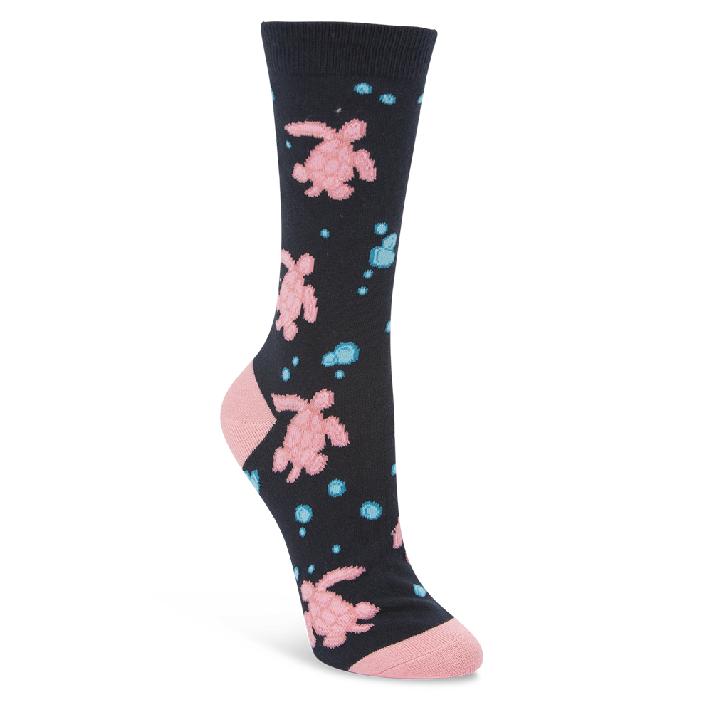 Womens Sea Turtle Navy Bamboo Sock - Image 2
