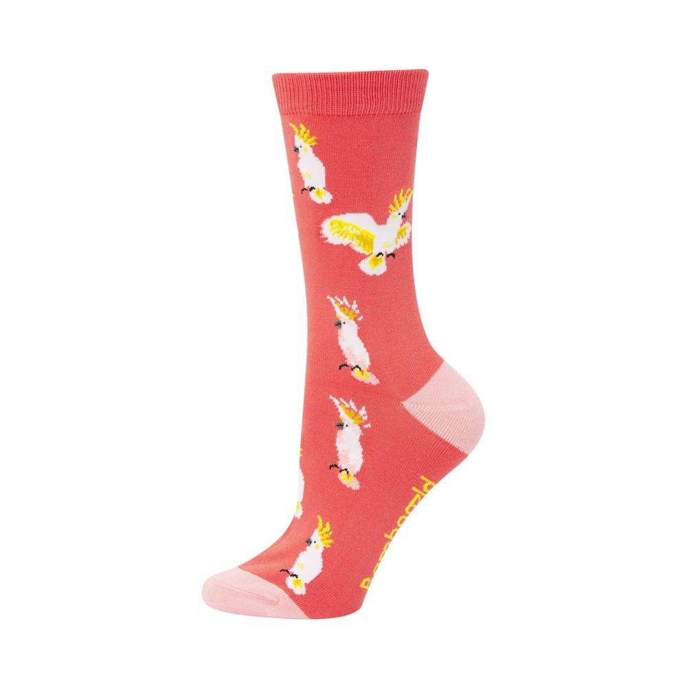 Womens Cockatoo Coral Bamboo Sock