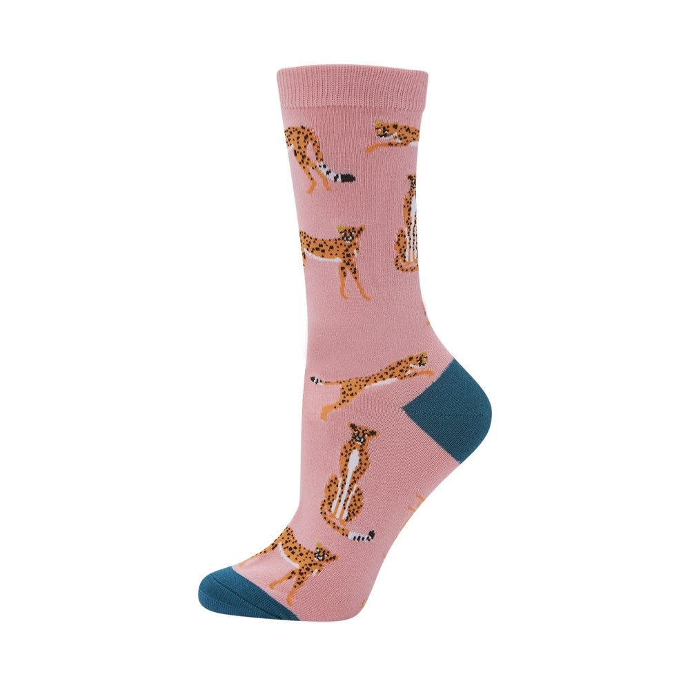 Womens Cheetara Pink Bamboo Sock