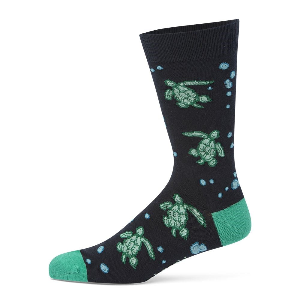 Mens Sea Turtle Navy Bamboo Sock