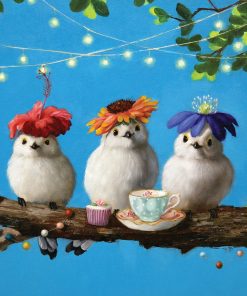  Greeting Card Flower Hat Birds