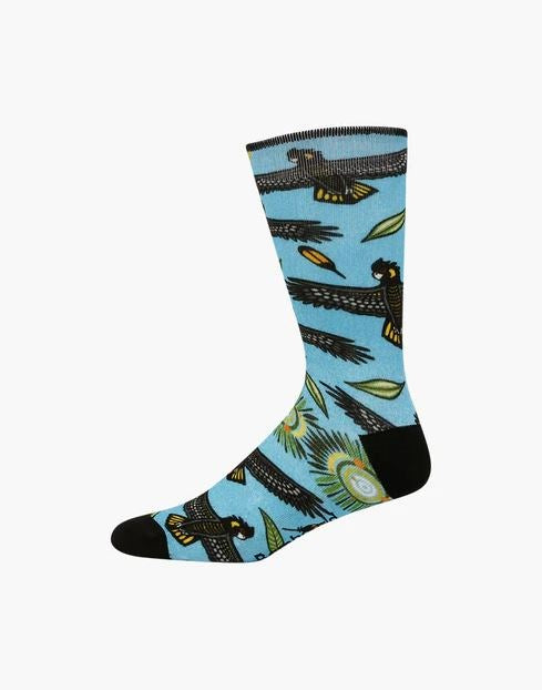 Mens Native Australian Black Cockatoo Bamboo Sock