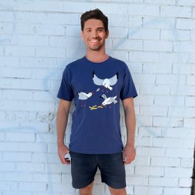 Seagull Squabble Dusky Blue Mens Tee