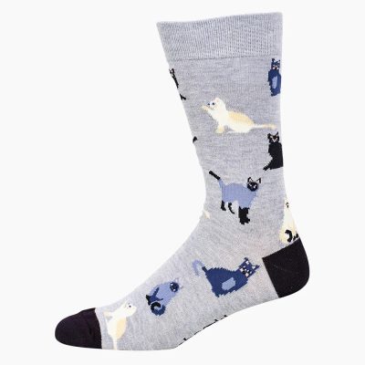 Mens Cats Grey Bamboo Sock