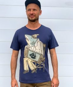 Shark Sing Dusky Blue Mens Tee