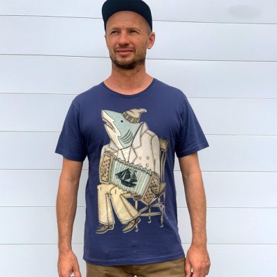 Shark Sing Dusky Blue Mens Tee