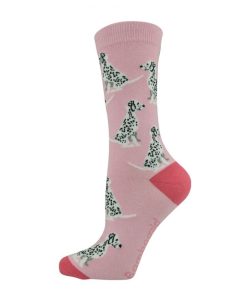  Womens Spottydog Pink Bamboo Sock