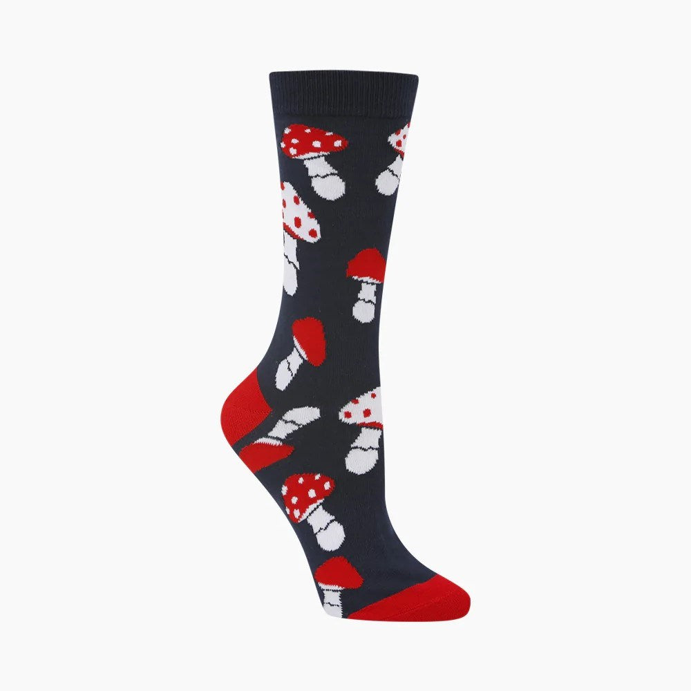 Womens Shrooms Navy Bamboo Sock - Image 2